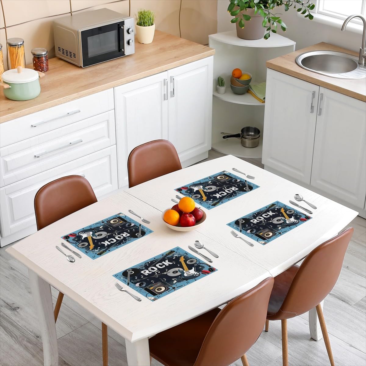 ロック音楽プレースマット 4枚セット 18インチ×12インチ - Kids Outdoor Dining Table のレビューと価格