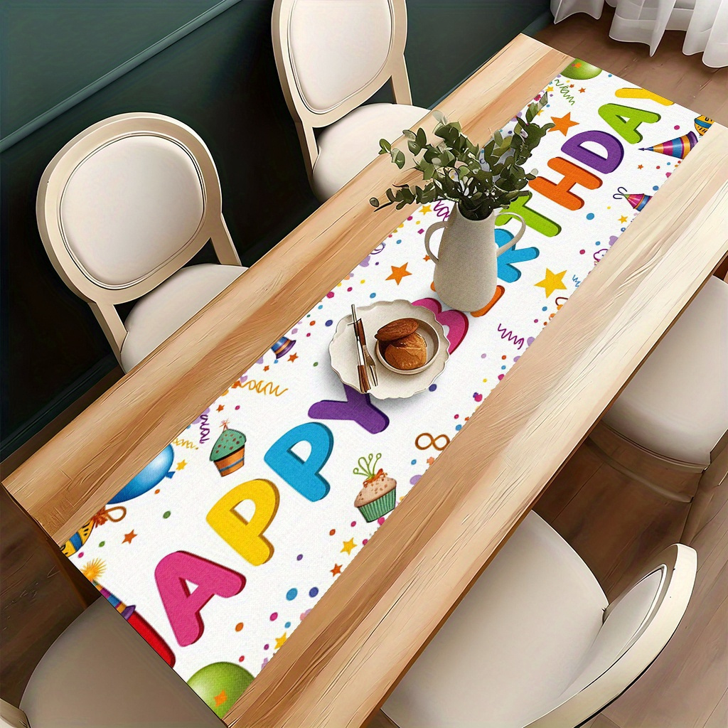 誕生日お祝いポスターテーブルランナー - 子供の誕生日、冬の - Kids Outdoor Dining Table のレビューと価格