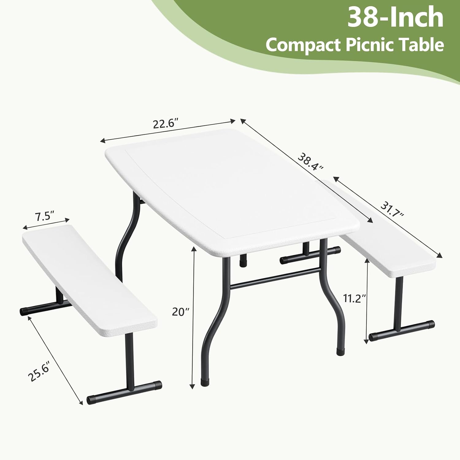 38インチ子供用ピクニックテーブルセット（4人用）、HDPE - Kids Outdoor Bench Table のレビューと価格