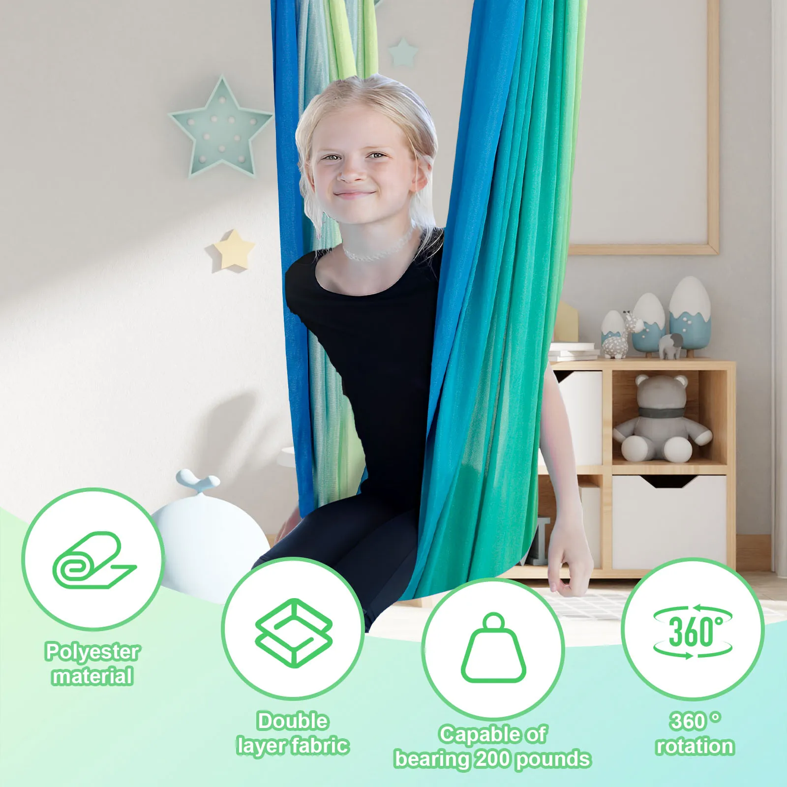感覚スイング ダブルレイヤー キッズ・大人用 360度回転  - Kids Outdoor Hammock Chair のレビューと価格