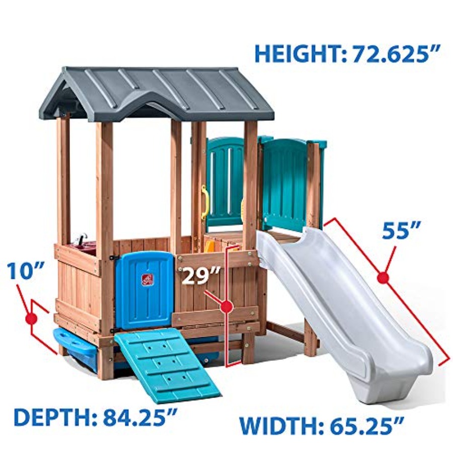 ウッドランドアドベンチャー プレイハウス＆スライド、子供用屋 - Kids Outdoor Swing のレビューと価格