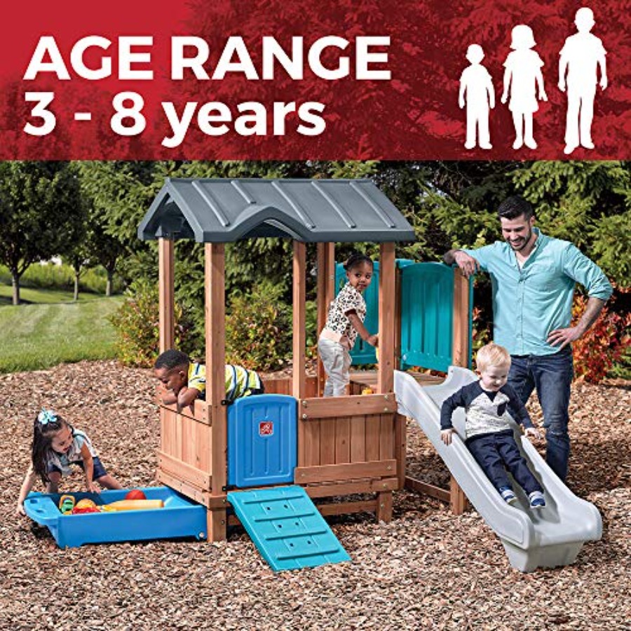 ウッドランドアドベンチャー プレイハウス＆スライド、子供用屋 - Kids Outdoor Swing のレビューと価格