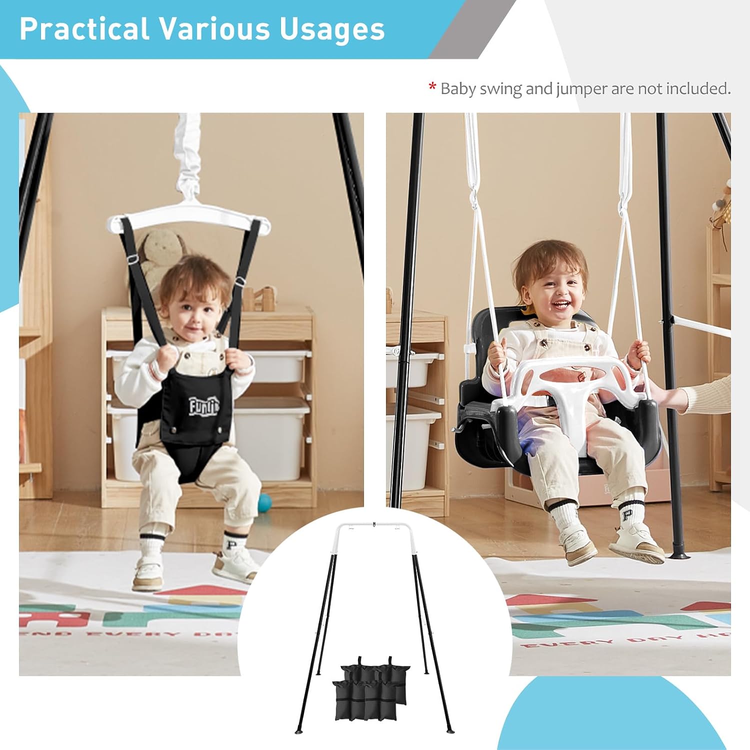 子供用折りたたみ式スイングスタンド、4つのサンドバッグ付き、 - Kids Outdoor Hammock Chair のレビューと価格