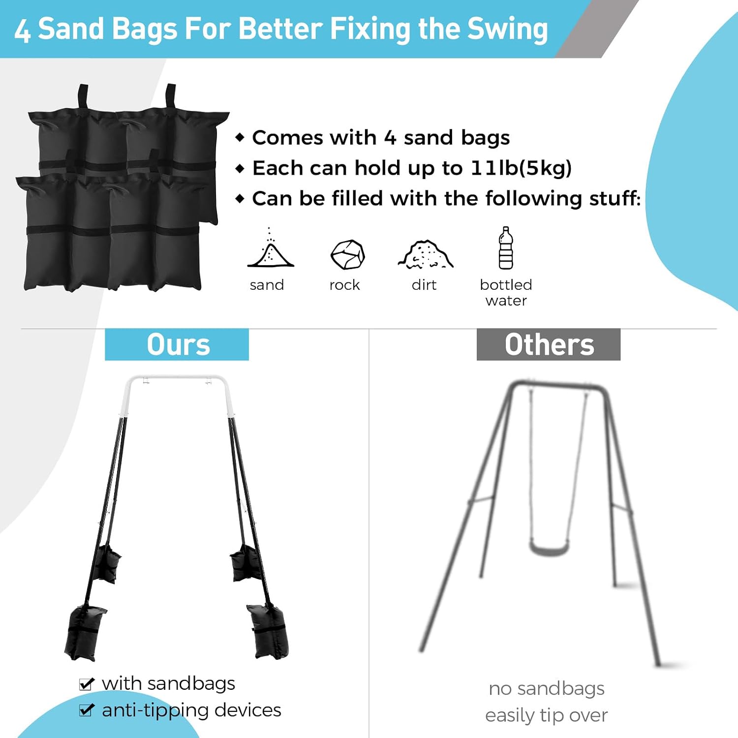 子供用折りたたみ式スイングスタンド、4つのサンドバッグ付き、 - Kids Outdoor Hammock Chair のレビューと価格