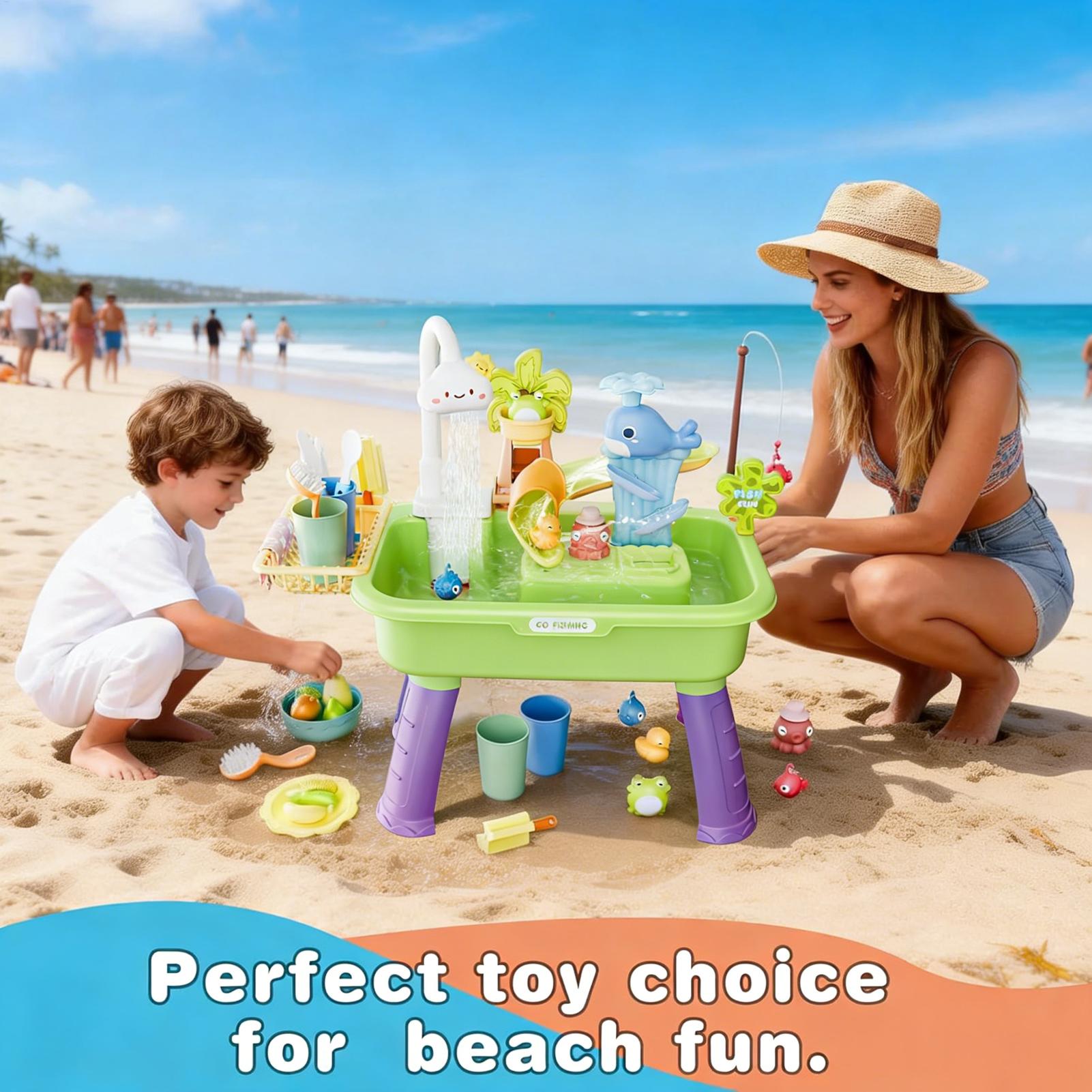 子供用ウォーターテーブルサンドボックス、砂遊びと水遊びができ - Kids Outdoor Sensory Table のレビューと価格