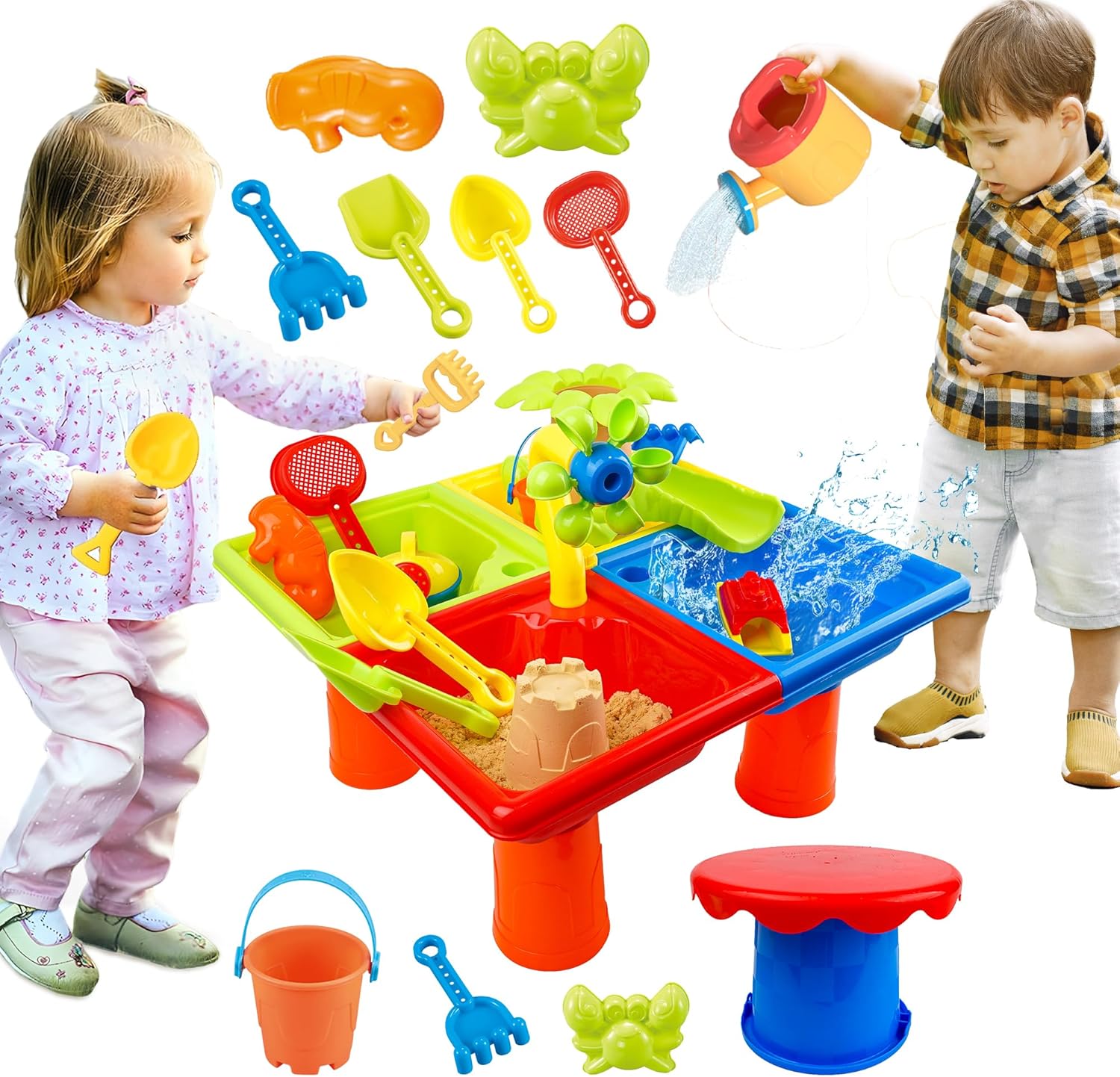 4 In 1 キッズ 水と砂 アウトドアアクティビティ 感覚 - Kids Outdoor Sensory Table のレビューと価格