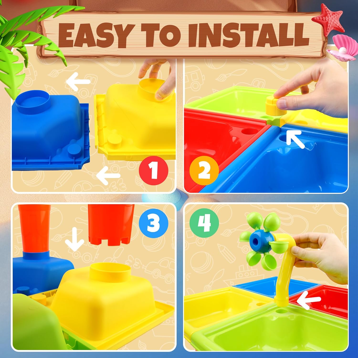 4 In 1 キッズ 水と砂 アウトドアアクティビティ 感覚 - Kids Outdoor Sensory Table のレビューと価格