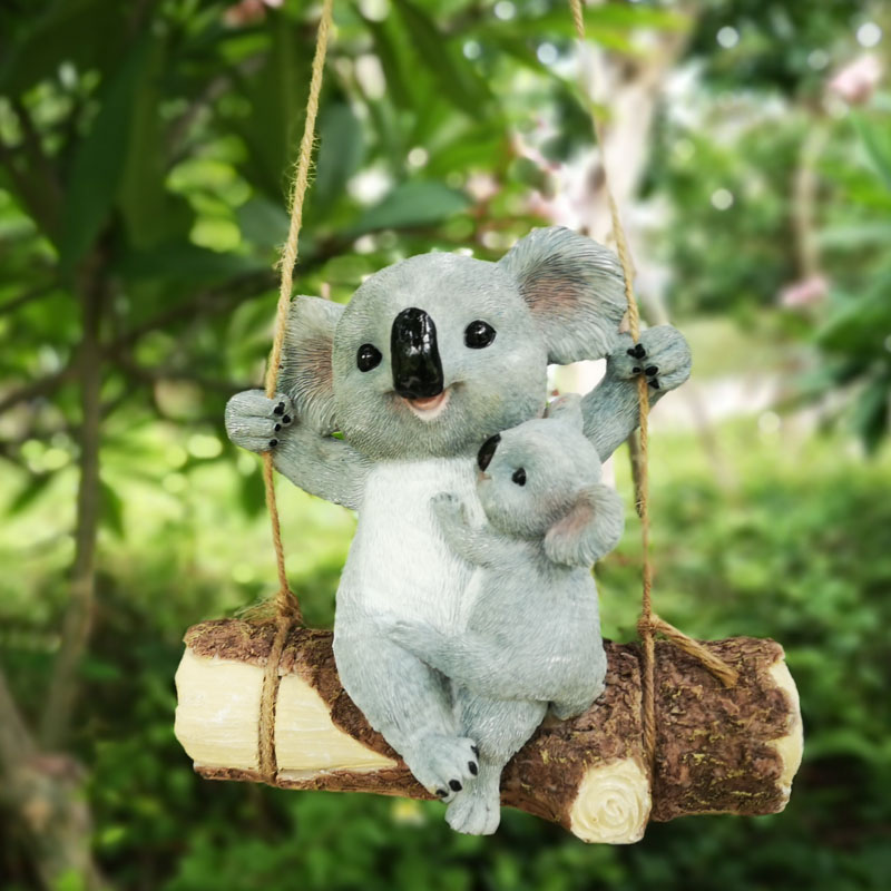 母子リスの樹脂製ハンギングスイングオーナメント、屋外ガーデン - Kids Outdoor Swing のレビューと価格