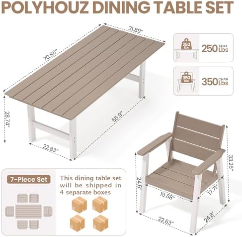 屋外ダイニングセット、6人用7点パティオテーブル＆チェアセッ - Kids Outdoor Dining Table のレビューと価格