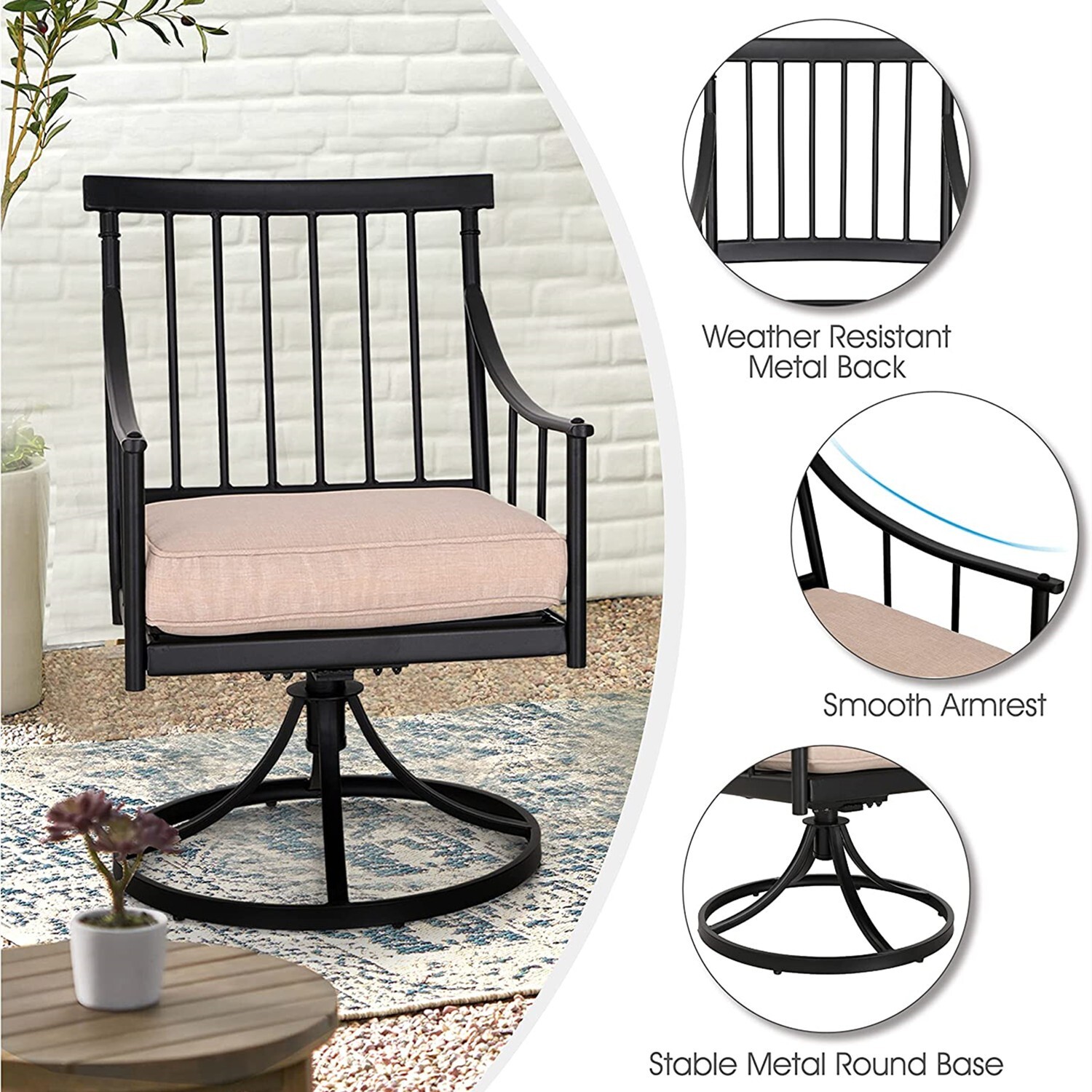 回転式パティオチェア6脚セット 屋外用ダイニングチェア 頑丈 - Kids Outdoor Dining Set のレビューと価格