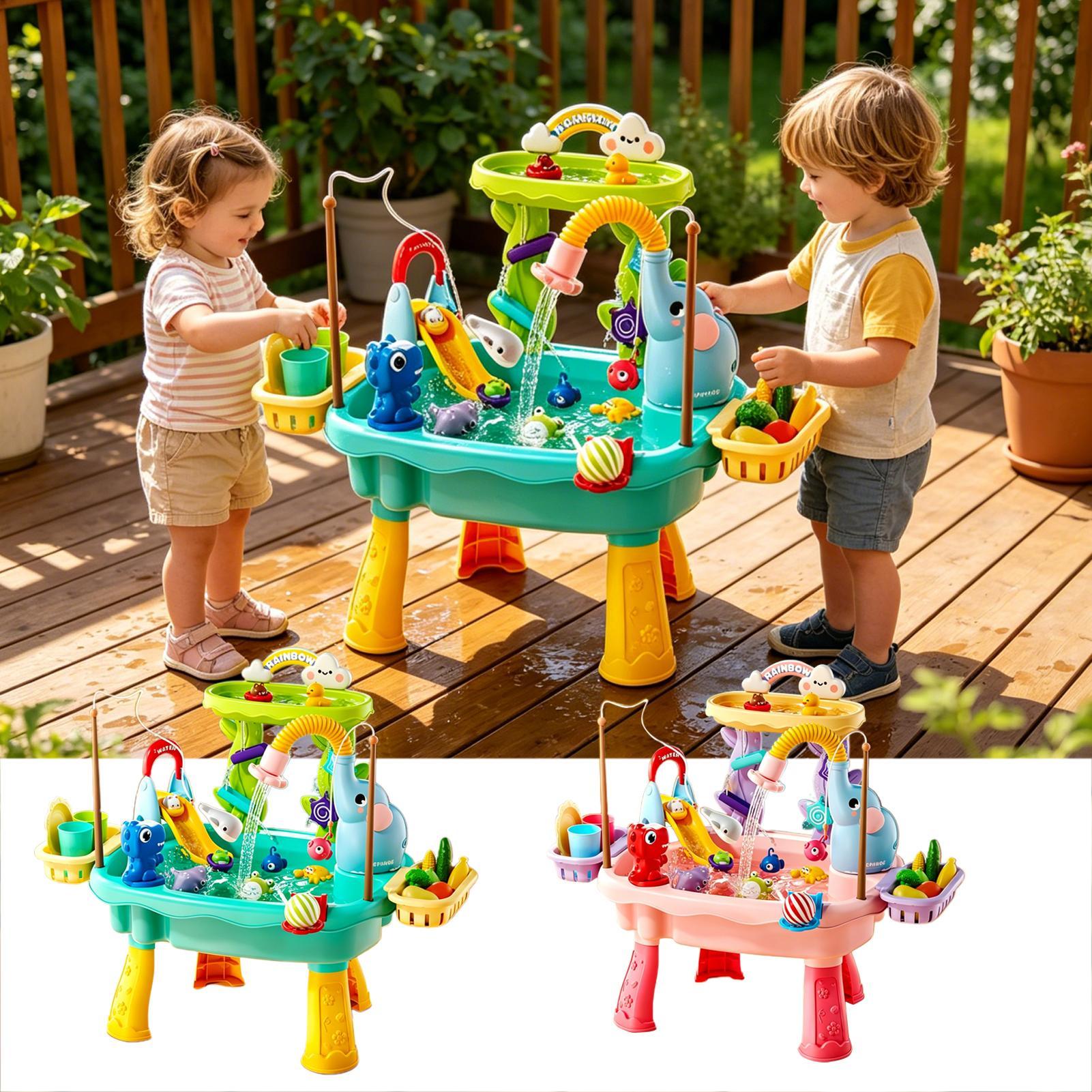 子供用ウォーターアクティビティテーブル、ポンプ付き屋外サマー - Kids Outdoor Sensory Table のレビューと価格