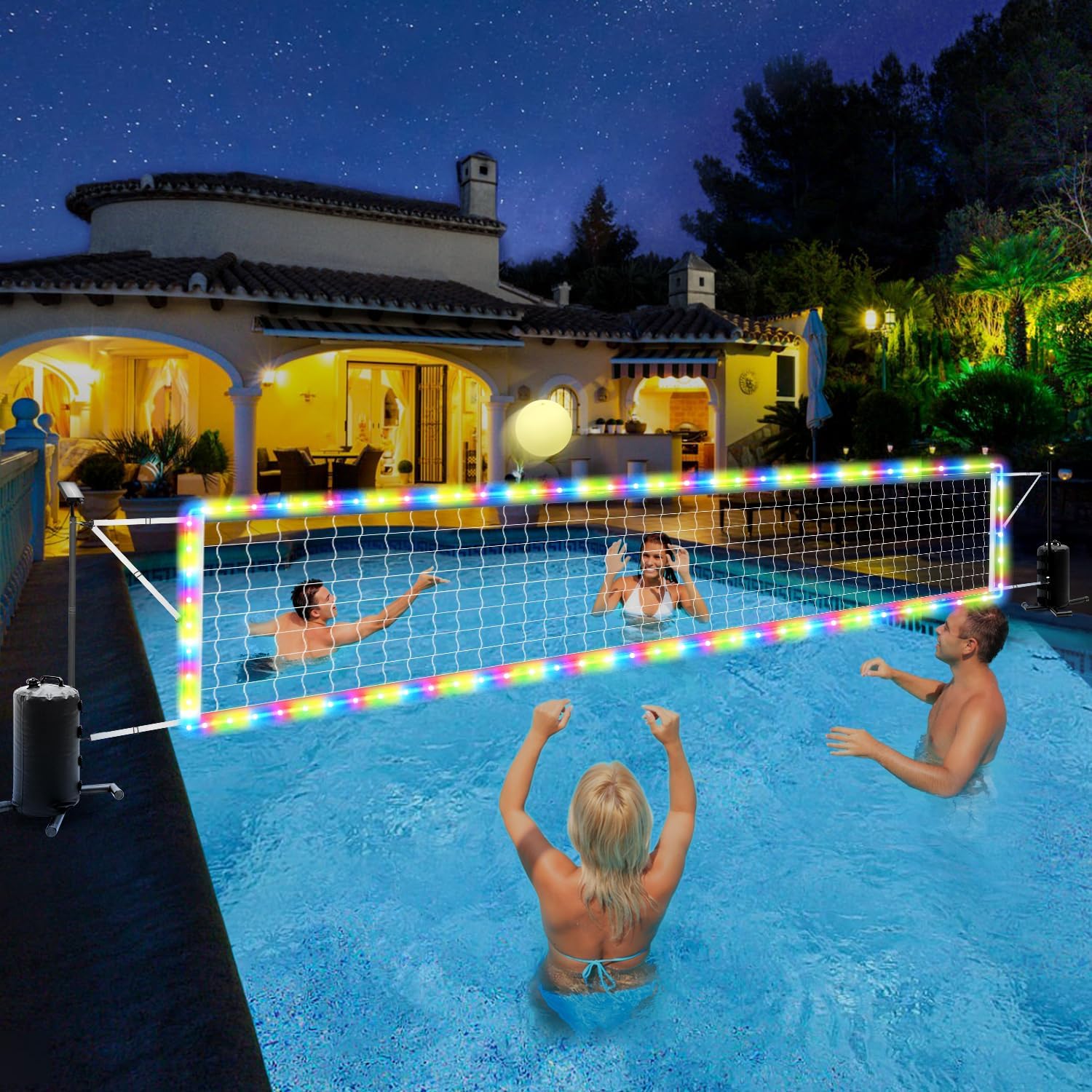 ソーラーLEDライト、グローボール、ポンプ、加重ベース付きの - Kids Outdoor Volleyball Net のレビューと価格