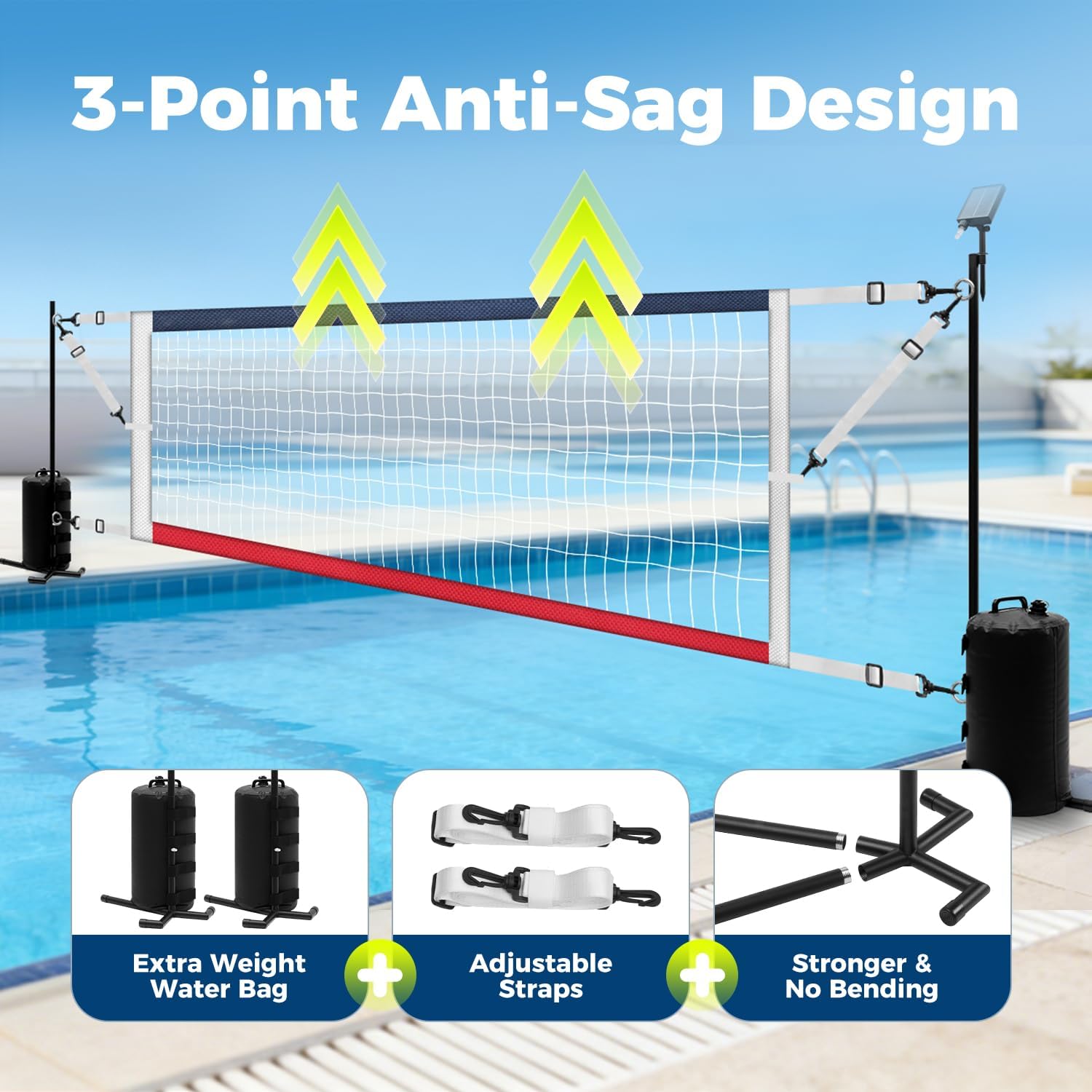 ソーラーLEDライト、グローボール、ポンプ、加重ベース付きの - Kids Outdoor Volleyball Net のレビューと価格