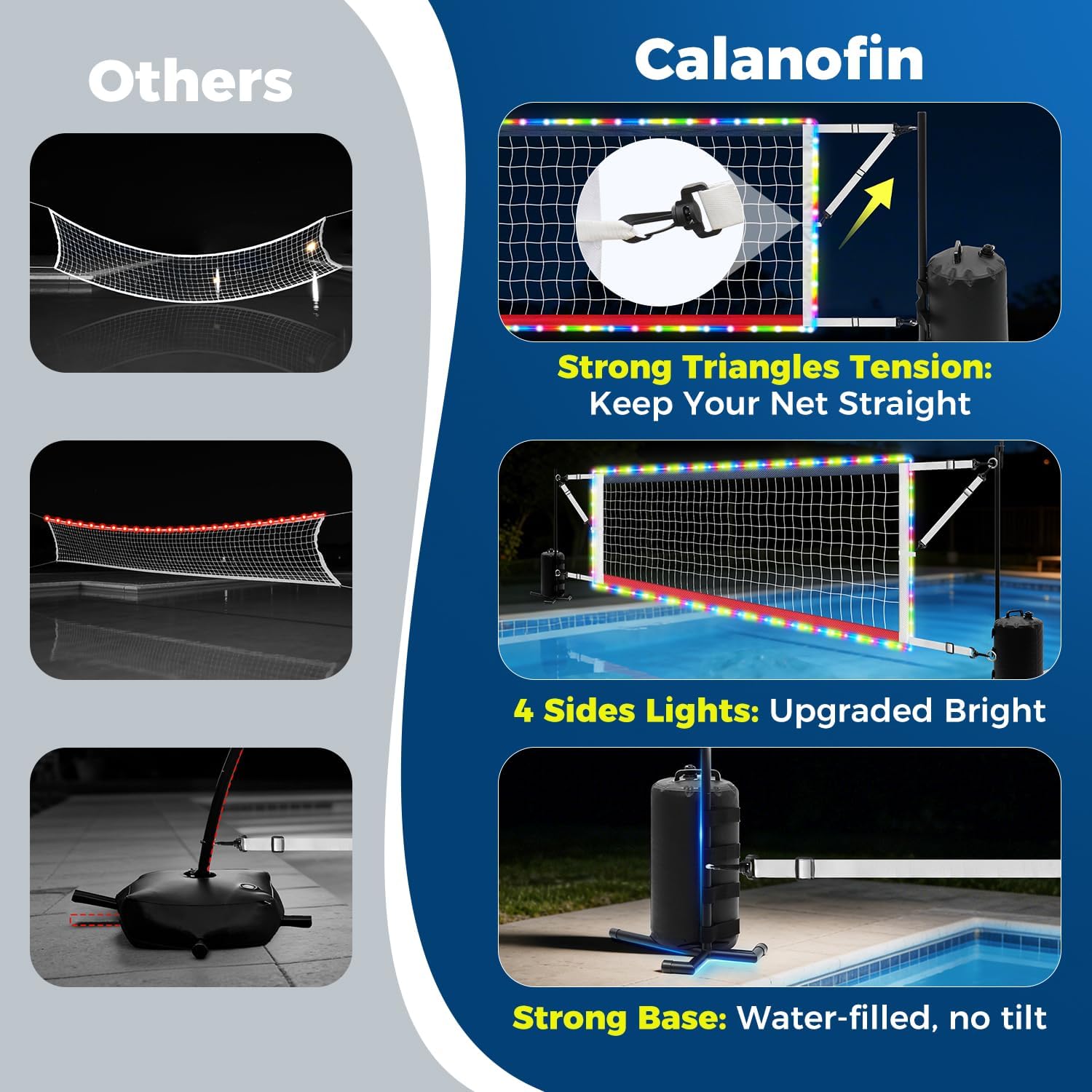 ソーラーLEDライト、グローボール、ポンプ、加重ベース付きの - Kids Outdoor Volleyball Net のレビューと価格