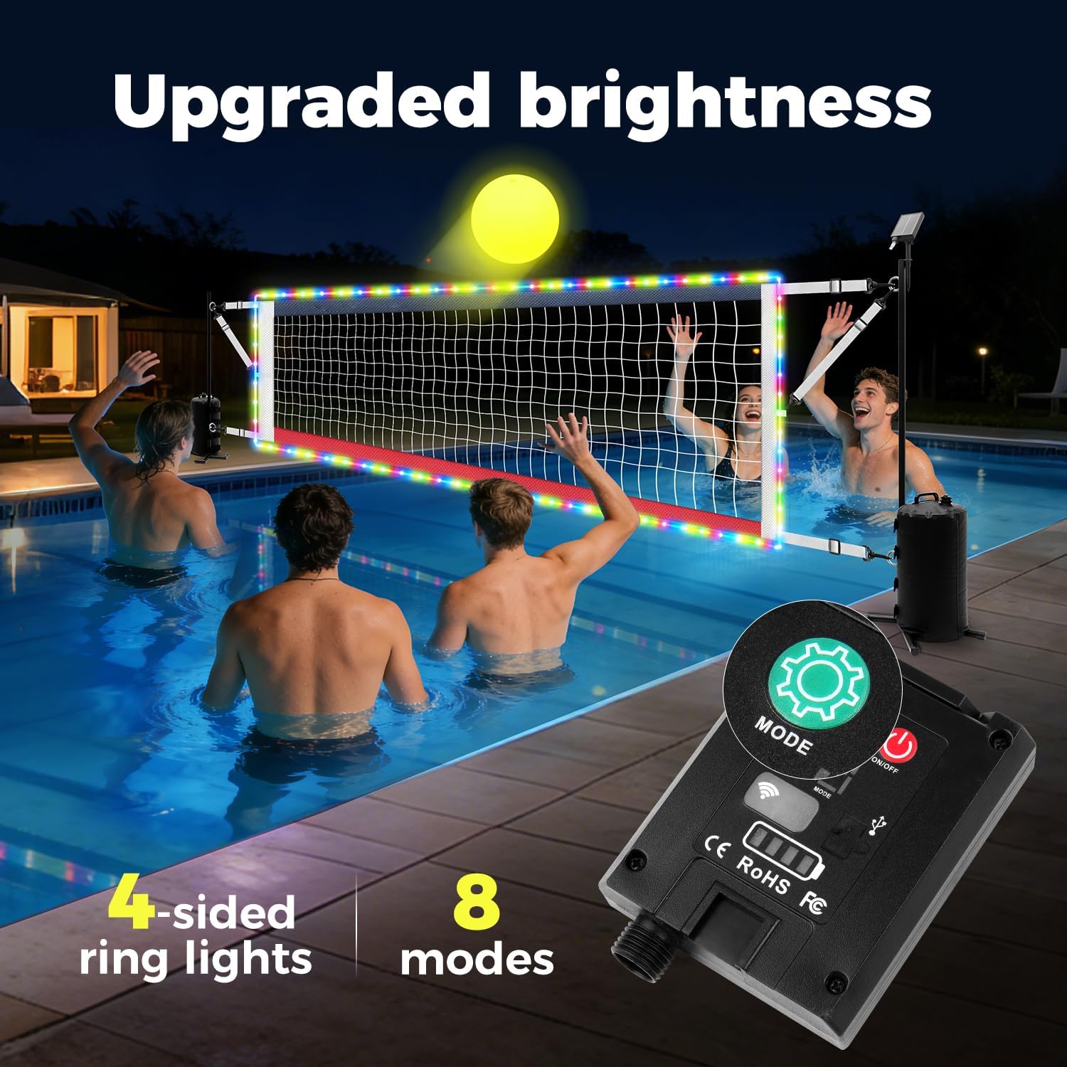ソーラーLEDライト、グローボール、ポンプ、加重ベース付きの - Kids Outdoor Volleyball Net のレビューと価格
