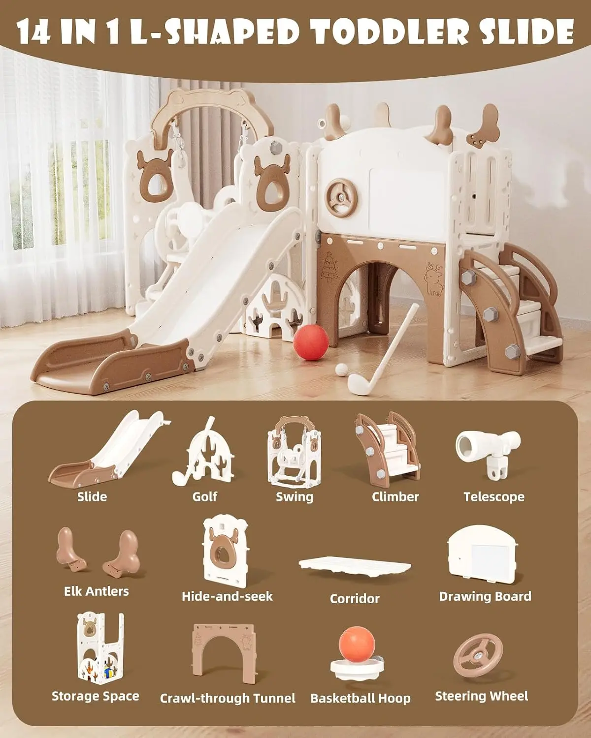 13-in-1幼児用スライド＆スイングセット、1歳以上のお子 - Kids Outdoor Swing のレビューと価格