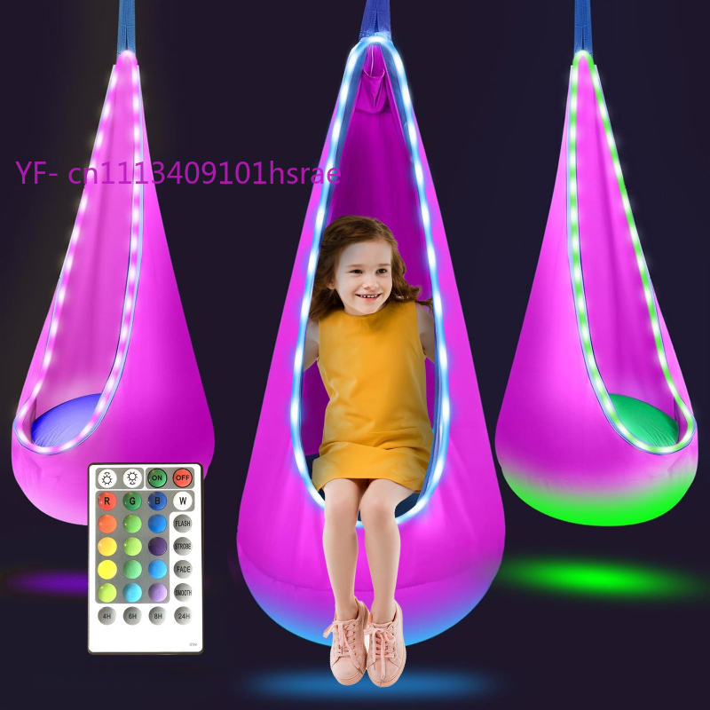 光るLEDインフレータブルハンモック ポータブルプラッシュハ - Kids Outdoor Hammock Chair のレビューと価格