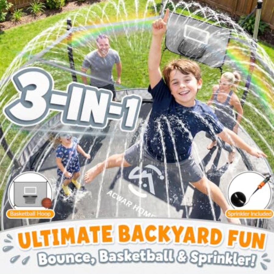 屋外用裏庭トランポリン、防錆コーティングされたスチールフレー - Kids Outdoor Trampoline のレビューと価格