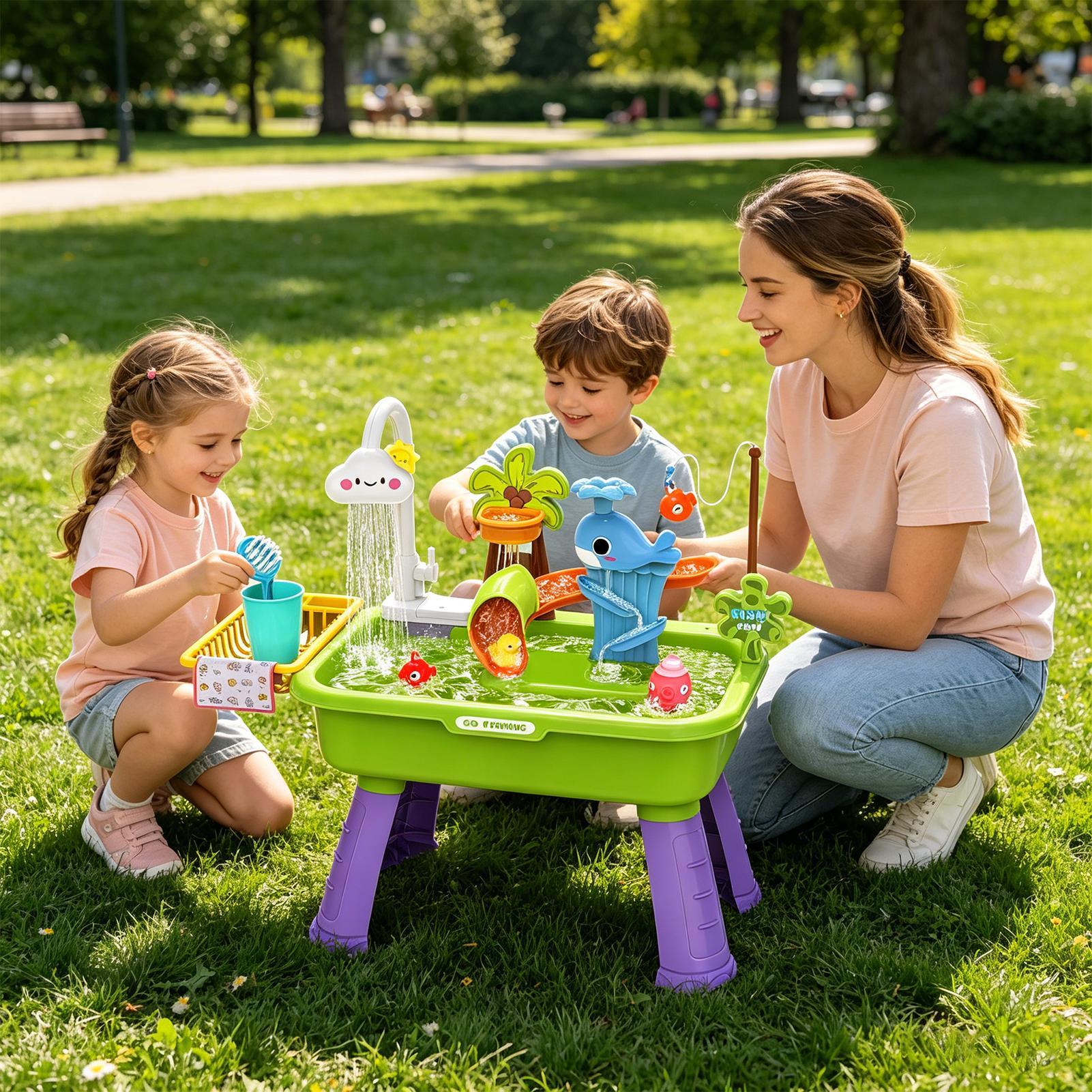 アップグレードされた幼児用ウォーターテーブルキッチン遊び場シ - Kids Outdoor Sensory Table のレビューと価格