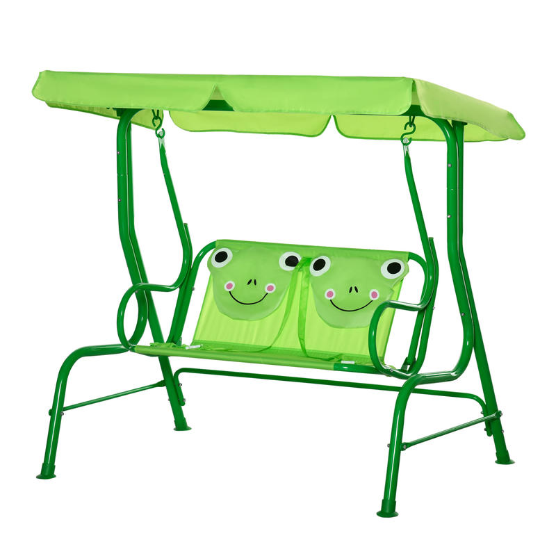 Outsunny キッズパティオスイング、調節可能なキャノピ - Kids Outdoor Swing Chair のレビューと価格