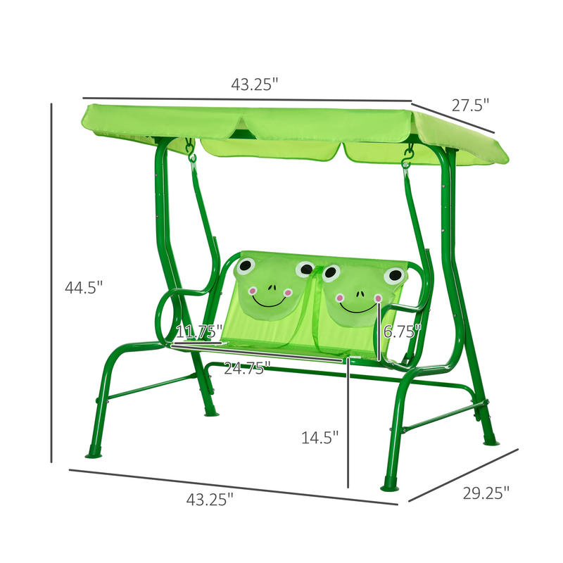 Outsunny キッズパティオスイング、調節可能なキャノピ - Kids Outdoor Swing Chair のレビューと価格