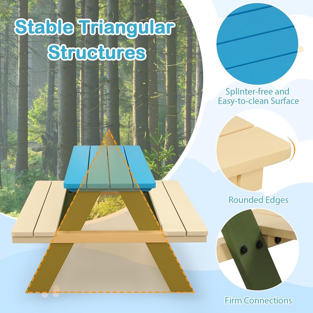子供用ピクニックテーブル、アカシア材の子供用屋外テーブルとベ - Kids Outdoor Bench Table のレビューと価格