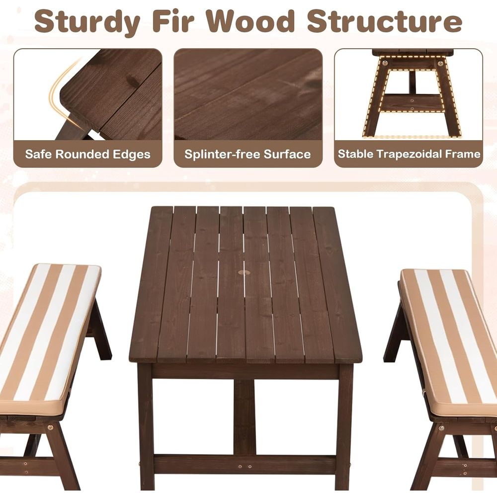 キッズピクニックテーブル、IRウッド幼児用屋外テーブル＆ベン - Kids Outdoor Bench Table のレビューと価格