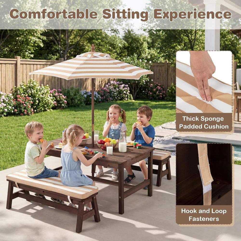 キッズピクニックテーブル、IRウッド幼児用屋外テーブル＆ベン - Kids Outdoor Bench Table のレビューと価格