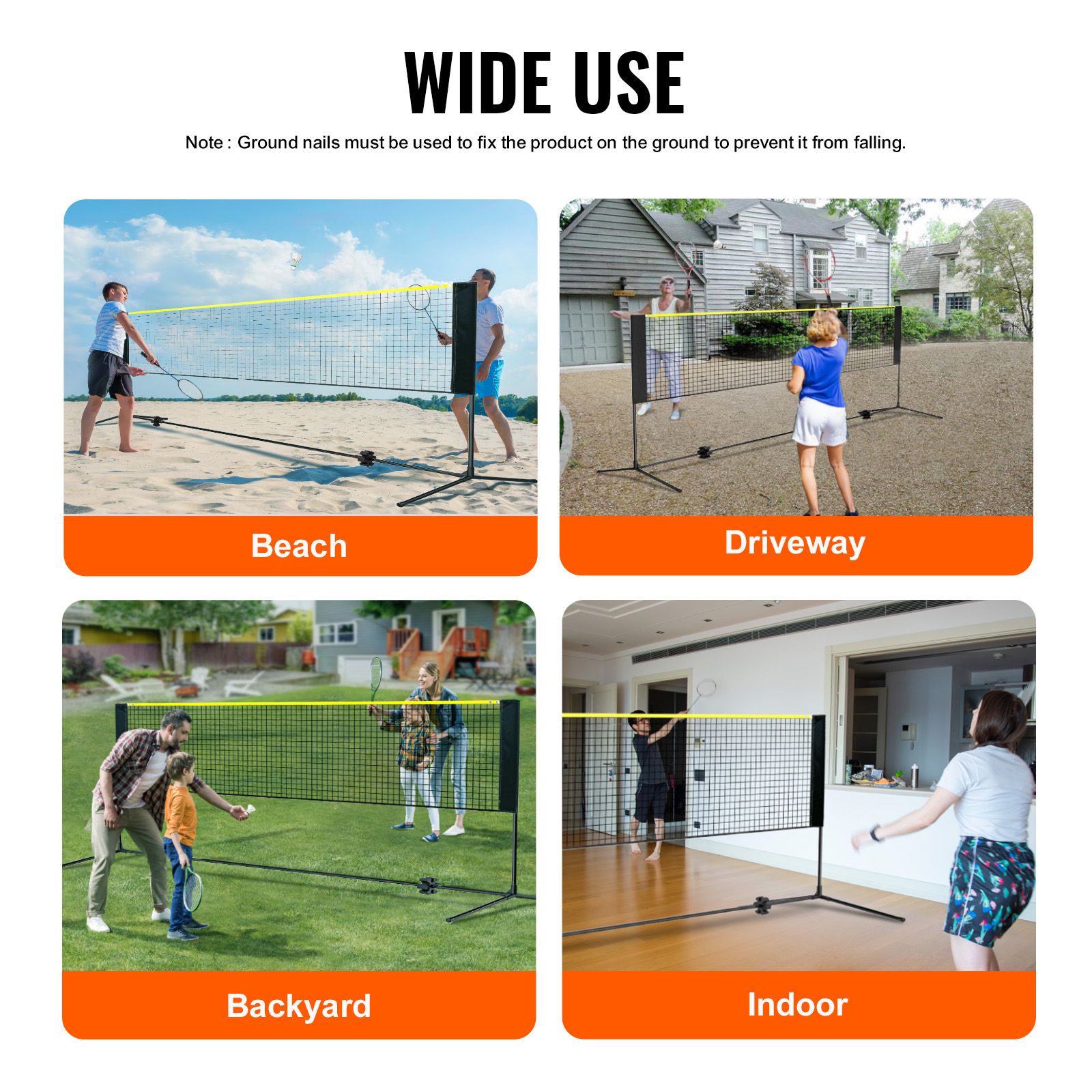 バドミントンネット、高さ調節可能なバレーボールネット、幅17 - Kids Outdoor Volleyball Net のレビューと価格