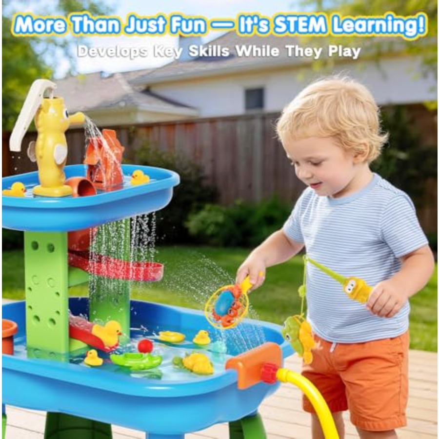 3歳から8歳向けの屋外ウォーターテーブル、STEM 28個入 - Kids Outdoor Sensory Table のレビューと価格