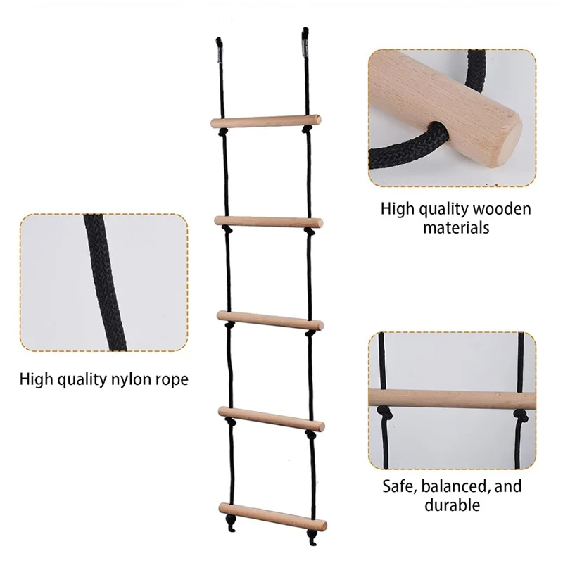 子供用クライミングロープはしご木製ブランコキッズ屋内屋外ツリ - Kids Outdoor Swing のレビューと価格