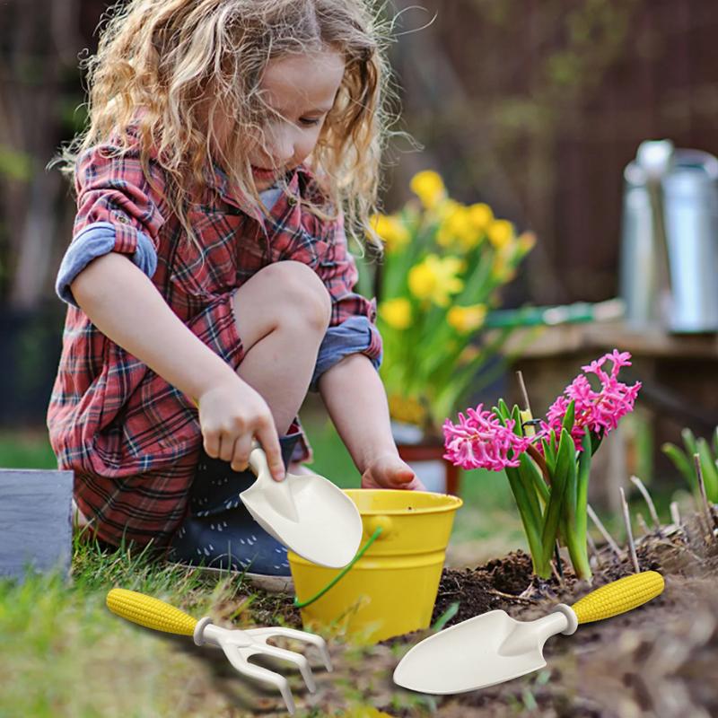 子供用ガーデニングツールセット、熊手、シャベル、植栽おもちゃ - Kids Outdoor Yard Tools のレビューと価格
