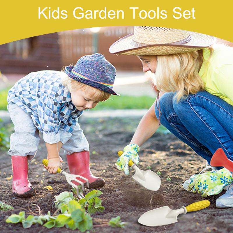 子供用ガーデニングツールセット、熊手、シャベル、植栽おもちゃ - Kids Outdoor Yard Tools のレビューと価格
