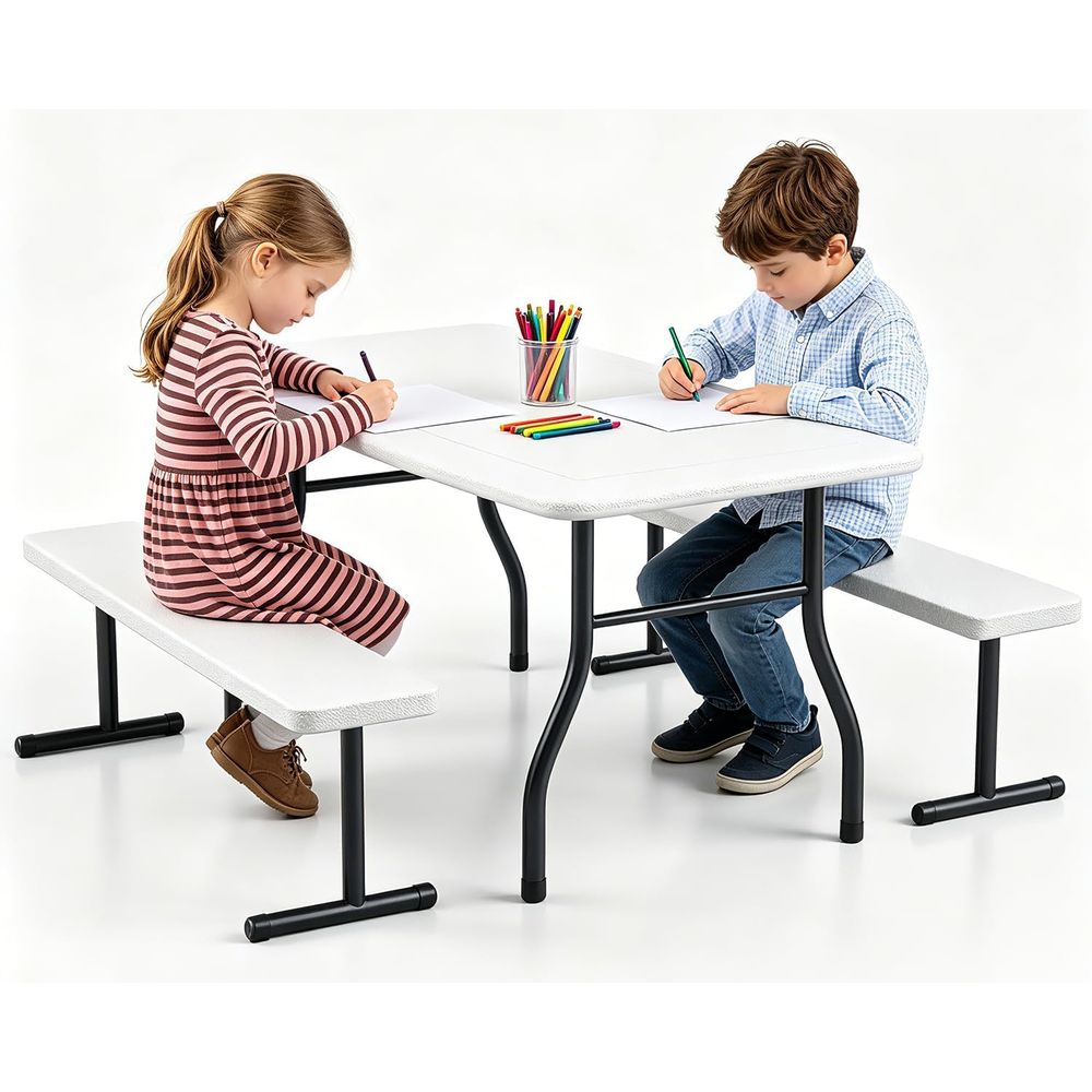 子供用ピクニックテーブルとベンチ、38インチ屋外幼児用テーブ - Kids Outdoor Bench Table のレビューと価格