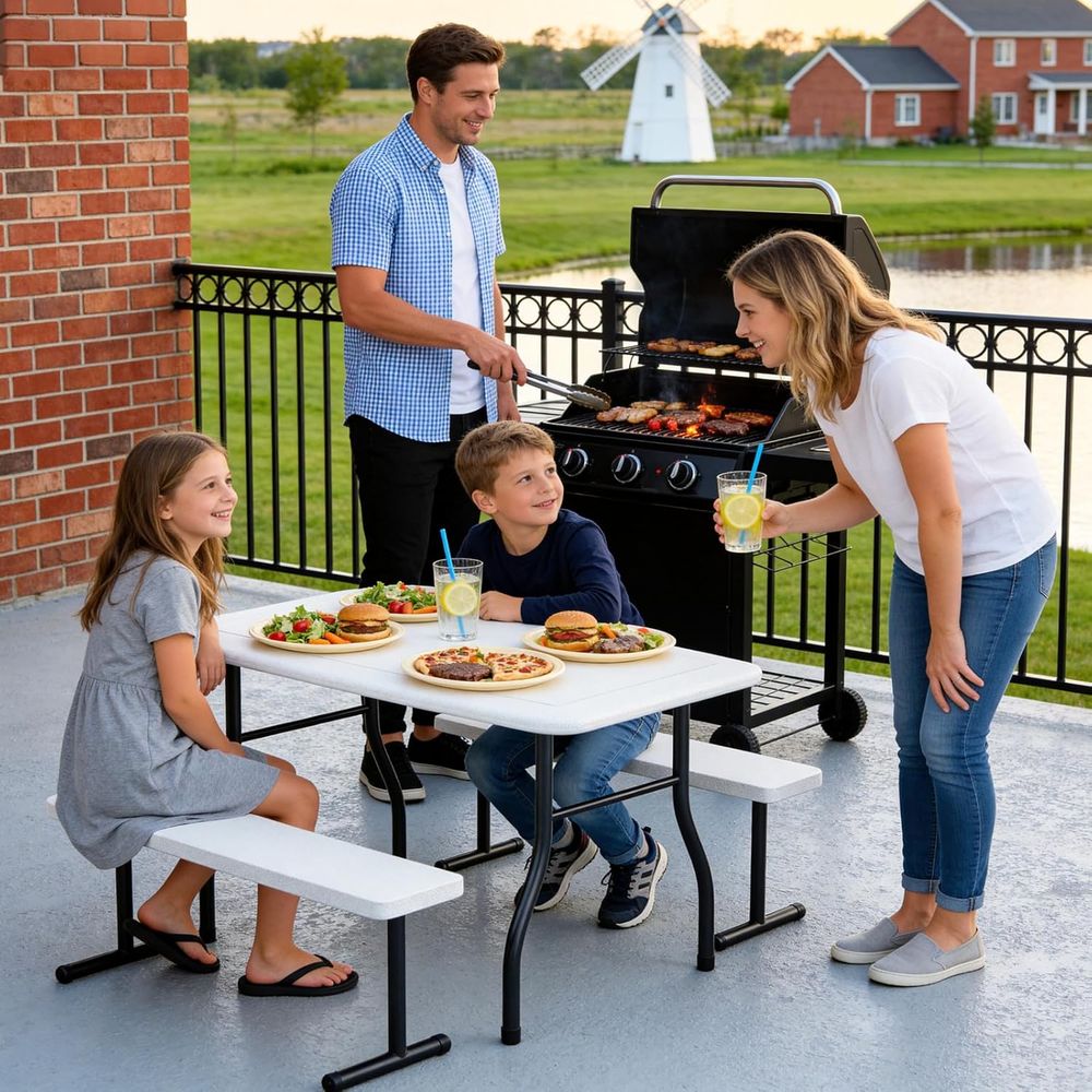 子供用ピクニックテーブルとベンチ、38インチ屋外幼児用テーブ - Kids Outdoor Bench Table のレビューと価格