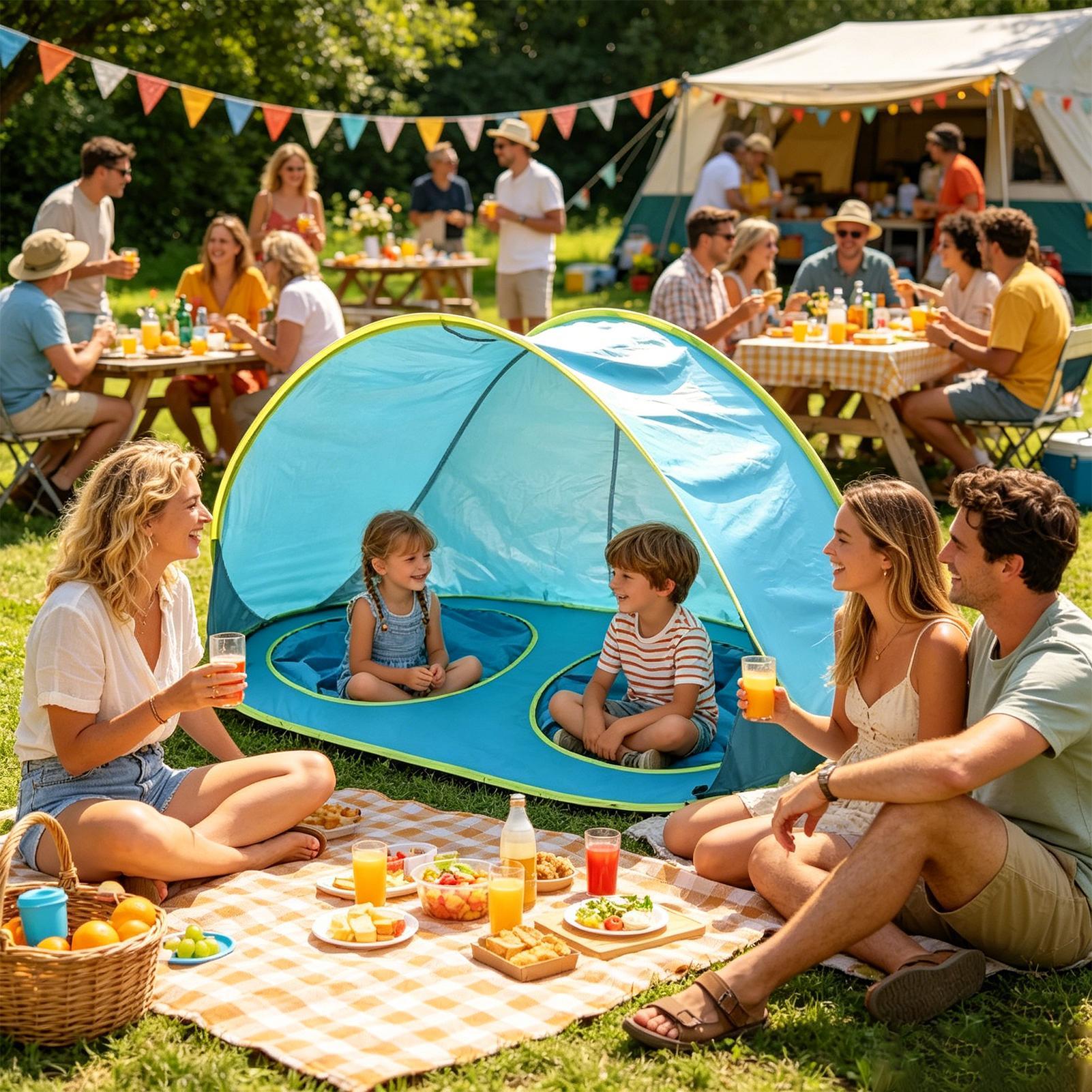子供用ポップアップテント ポータブルサンシェルター プール付 - Kids Outdoor Daybed のレビューと価格
