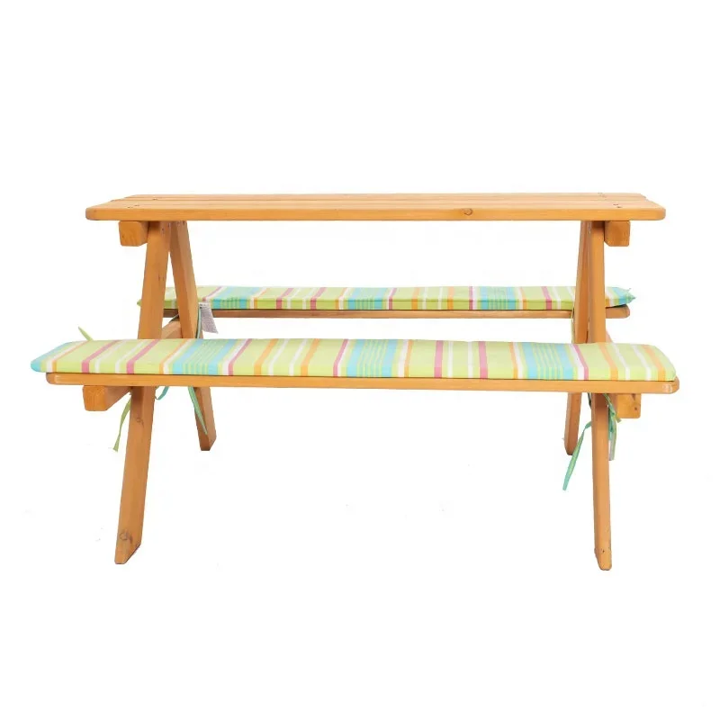 屋外用木製子供用テーブルと椅子のセット、子供用木製ガーデンベ - Kids Outdoor Bench Table のレビューと価格
