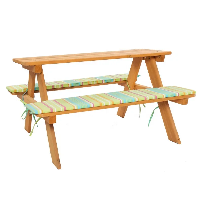 屋外用木製子供用テーブルと椅子のセット、子供用木製ガーデンベ - Kids Outdoor Bench Table のレビューと価格