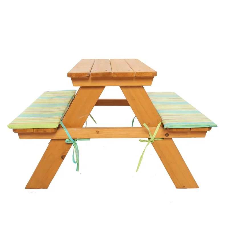 屋外用木製子供用テーブルと椅子のセット、子供用木製ガーデンベ - Kids Outdoor Bench Table のレビューと価格