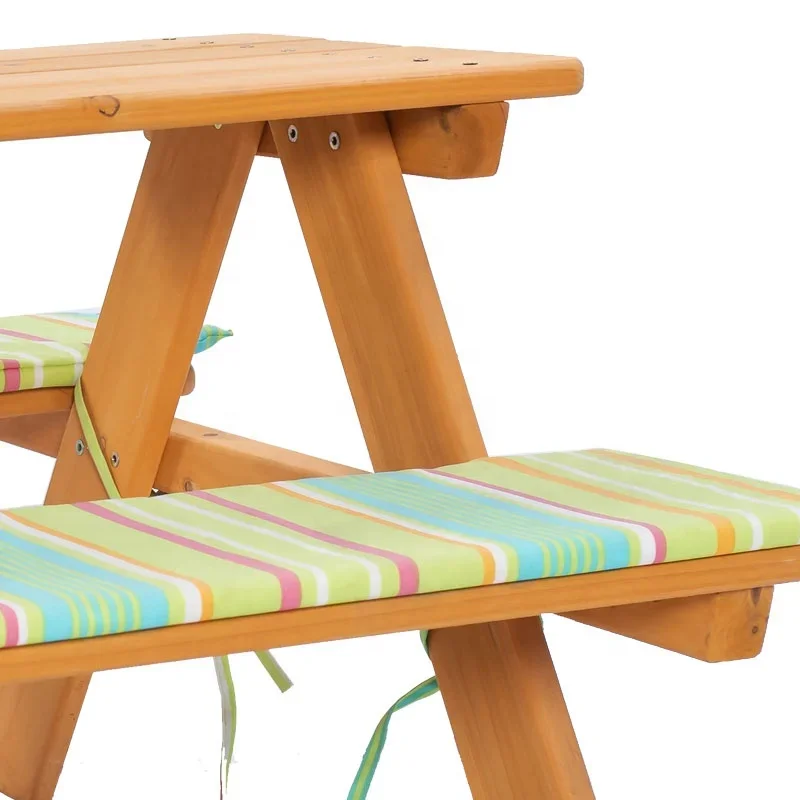 屋外用木製子供用テーブルと椅子のセット、子供用木製ガーデンベ - Kids Outdoor Bench Table のレビューと価格