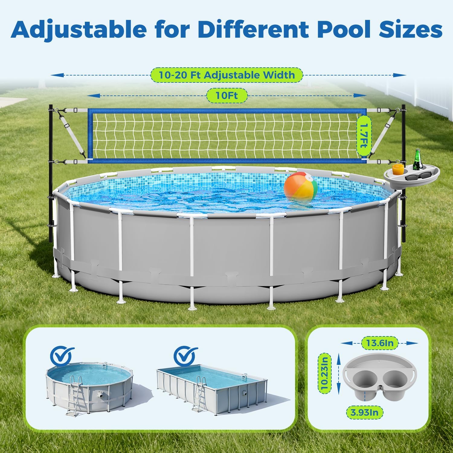 地上プール用バレーボールネットセット（収納トレイ付き） –  - Kids Outdoor Volleyball Net のレビューと価格