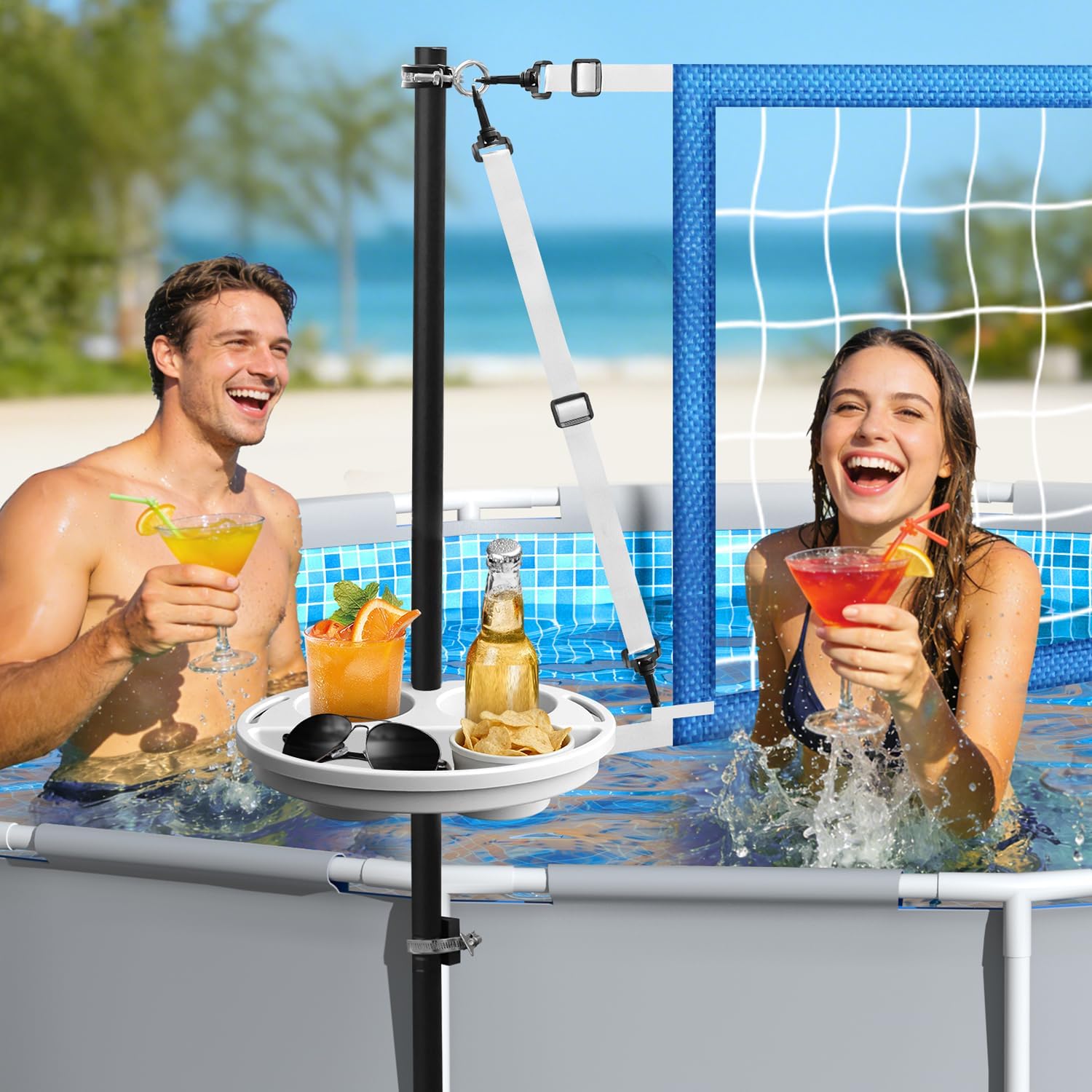 地上プール用バレーボールネットセット（収納トレイ付き） –  - Kids Outdoor Volleyball Net のレビューと価格