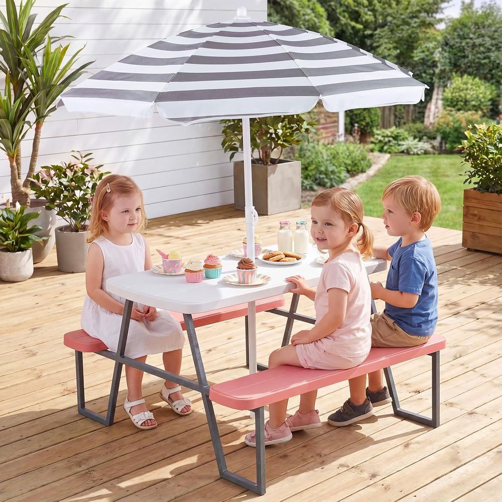 子供用ピクニックテーブル、幼児用屋外テーブル＆ベンチセット（ - Kids Outdoor Bench Table のレビューと価格