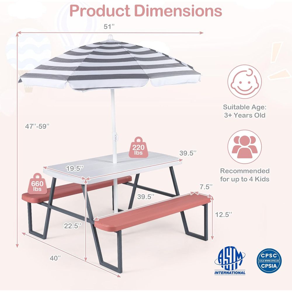 子供用ピクニックテーブル、幼児用屋外テーブル＆ベンチセット（ - Kids Outdoor Bench Table のレビューと価格